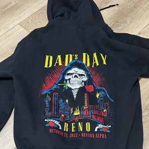 Black Graphic Hoodie with Skull Design